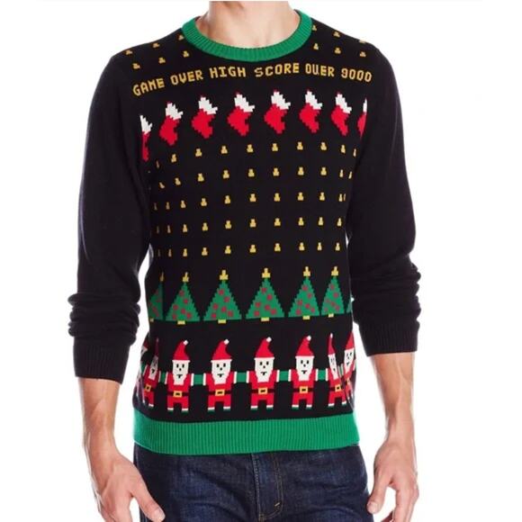 Alex Stevens Santa Invaders Video Game Ugly Christmas Sweater Men's Size M NWT - Picture 2 of 8